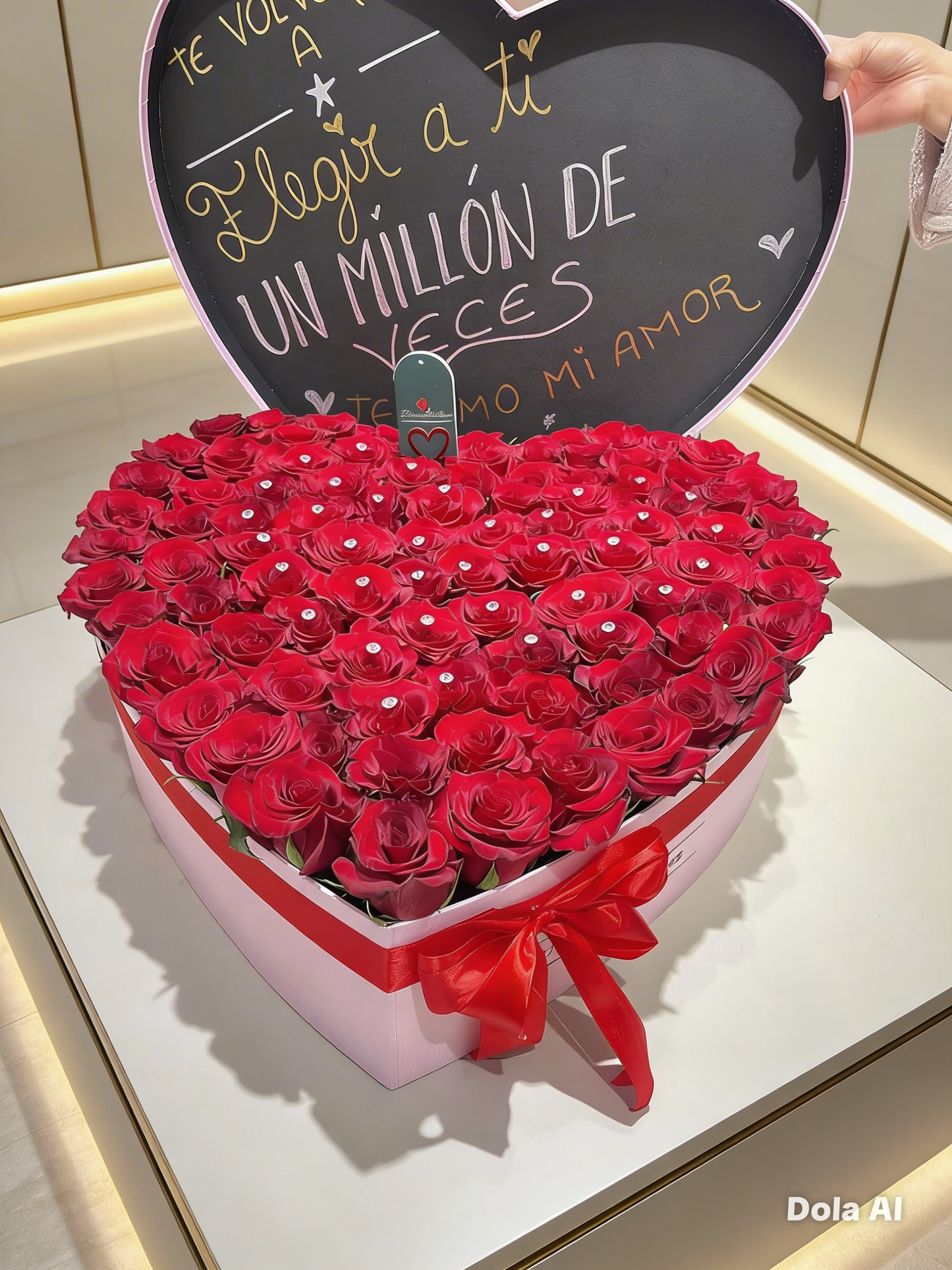 Arreglo de rosas en corazón