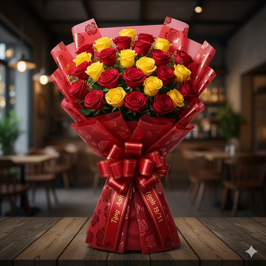 Arreglo floral con velas de cumpleaños