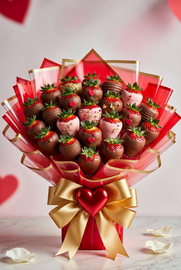 Arreglo de chocolates con frutas