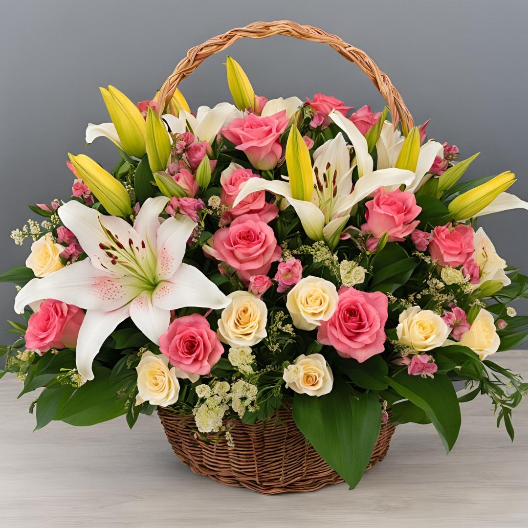 Canasta de flores para cumpleaños